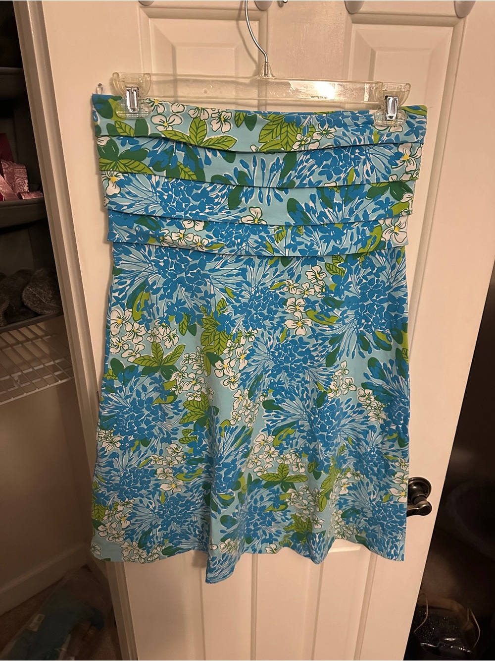 Lilly Pulitzer Strapless Blue & Green Floral Sundress